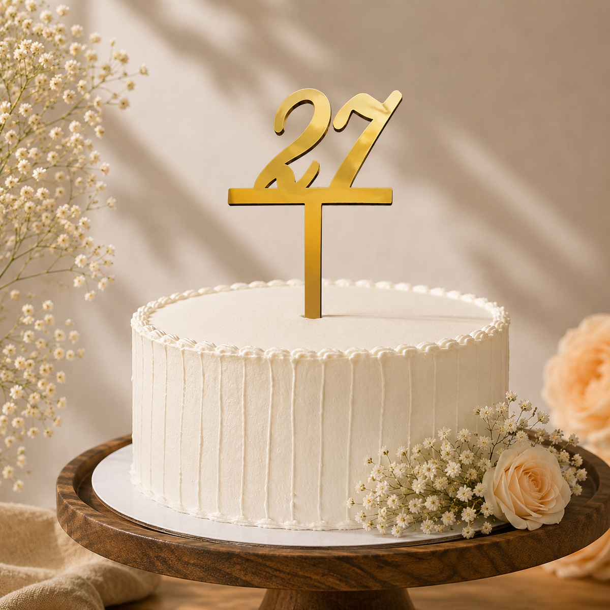 Elegant Number 27 Decorative Cake Topper