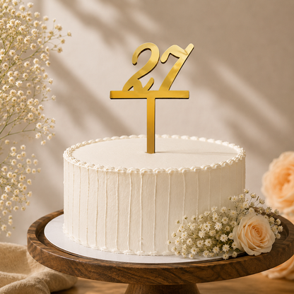 Elegant Number 27 Decorative Cake Topper