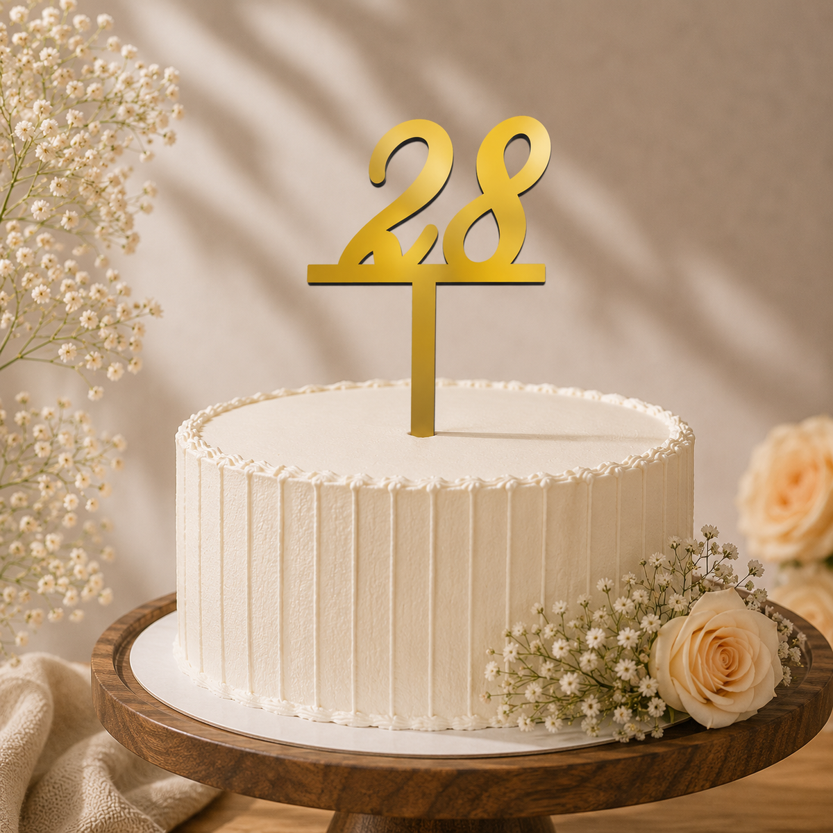 Elegant Number 28 Decorative Cake Topper