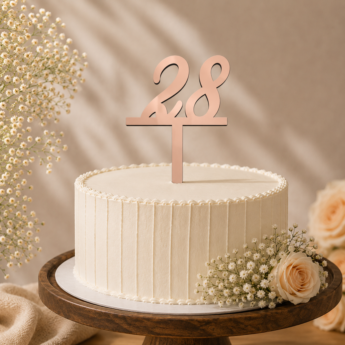 Elegant Number 28 Decorative Cake Topper