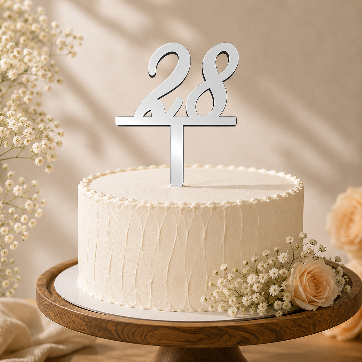 Elegant Number 28 Decorative Cake Topper