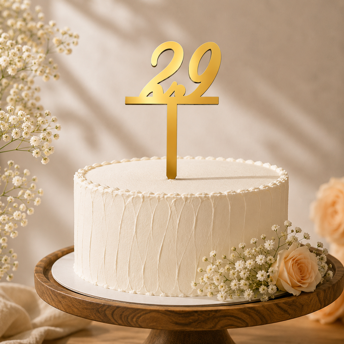 Elegant Number 29 Decorative Cake Topper