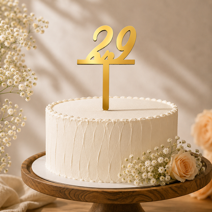 Elegant Number 29 Decorative Cake Topper