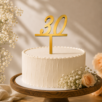Elegant Number 30 Decorative Cake Topper