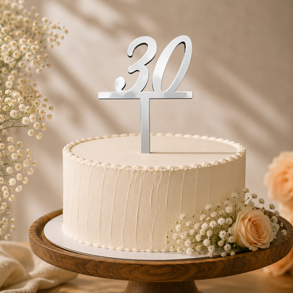 Elegant Number 30 Decorative Cake Topper