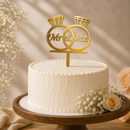Mr & Mrs Ring Decorative Cake Topper