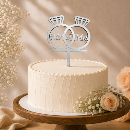 Mr & Mrs Ring Decorative Cake Topper