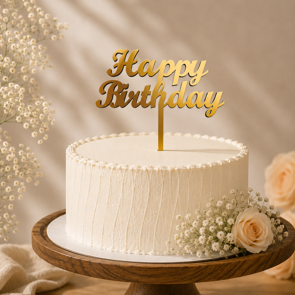 Happy Birthday Script Decorative Cake Topper