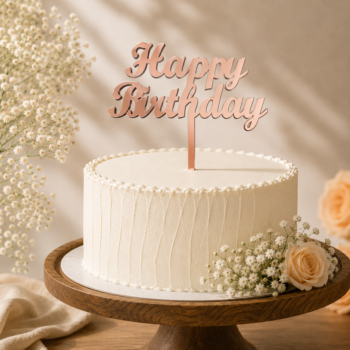 Happy Birthday Script Decorative Cake Topper