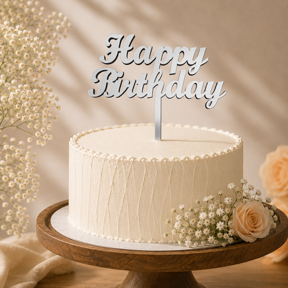 Happy Birthday Script Decorative Cake Topper
