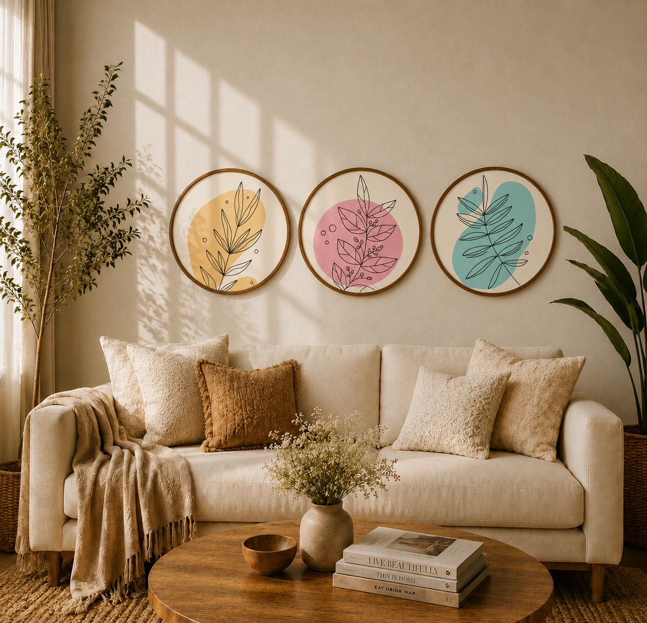 Pastel Leaf Illustration Wall Art