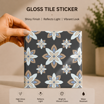 Charcoal Floral Tile Sticker