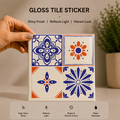 Azure Bloom Tile Sticker