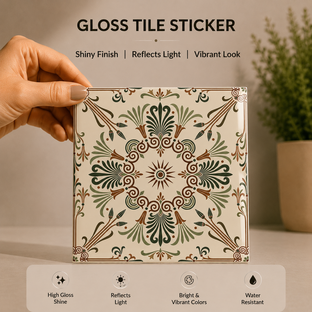 Earthy Folk Pattern Tile Sticker