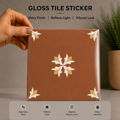Terracotta Floral Tile Sticker