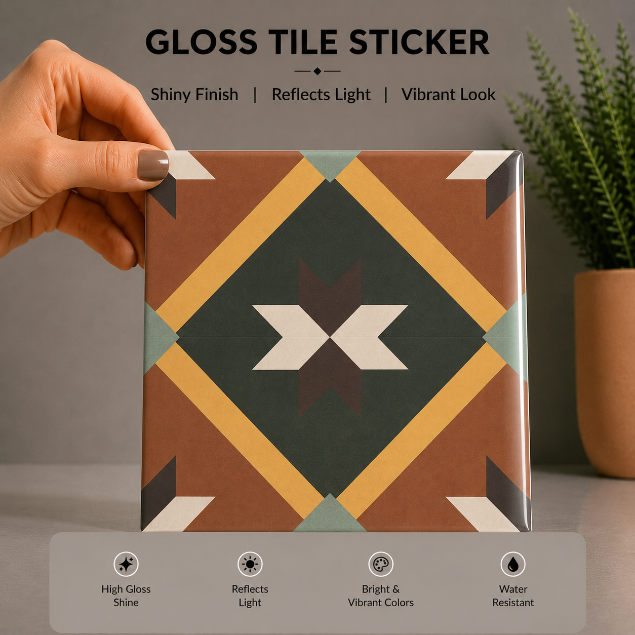 Earth Tone Geometric Tile Sticker