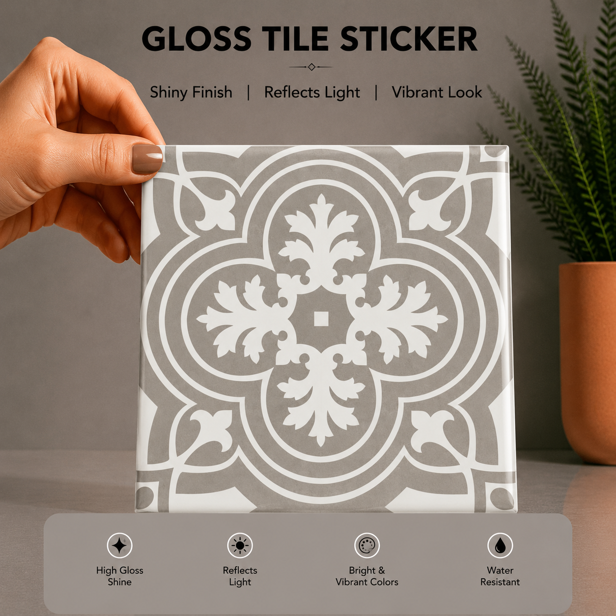 Vintage Ash Floral Tile Sticker