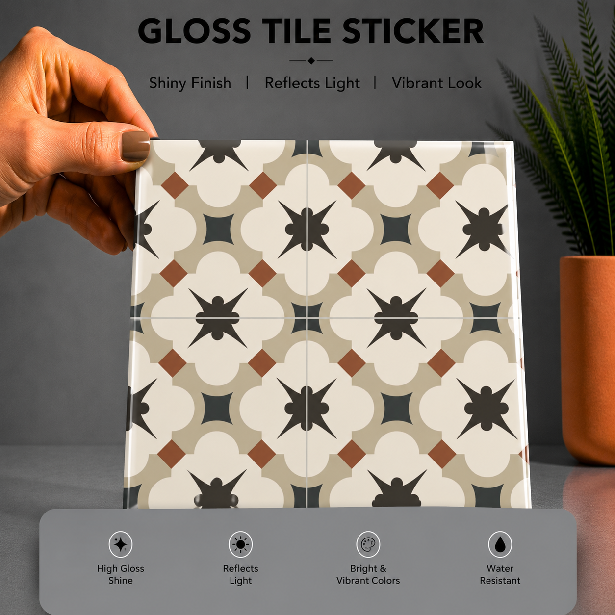 Olive Cross Mosaic Tile Sticker