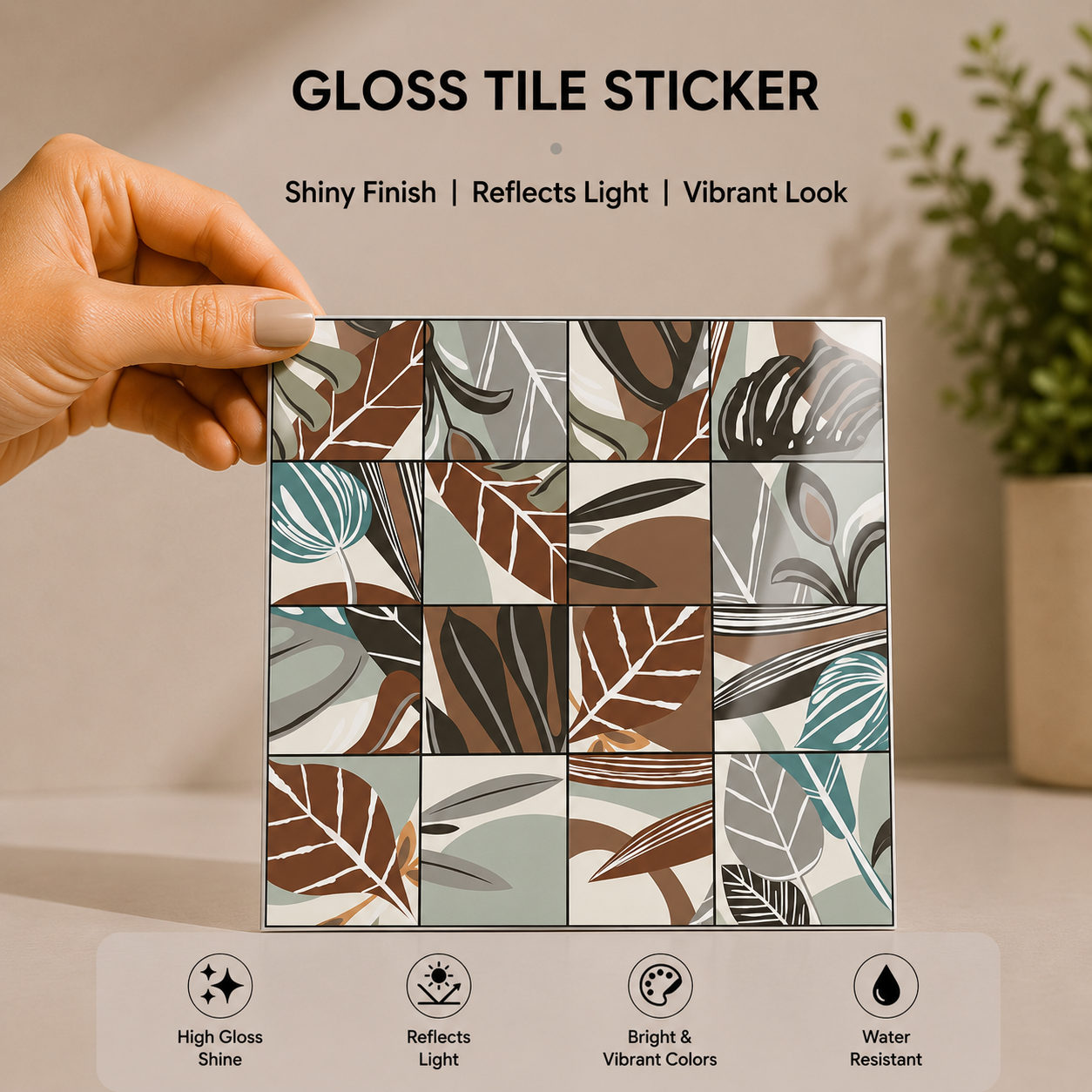 Contemporary Botanical Mosaic Tile Sticker