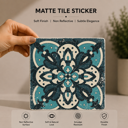 Vintage Teal Encaustic Tile Sticker