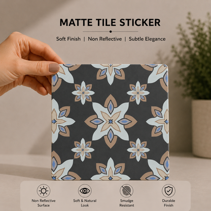 Charcoal Floral Tile Sticker