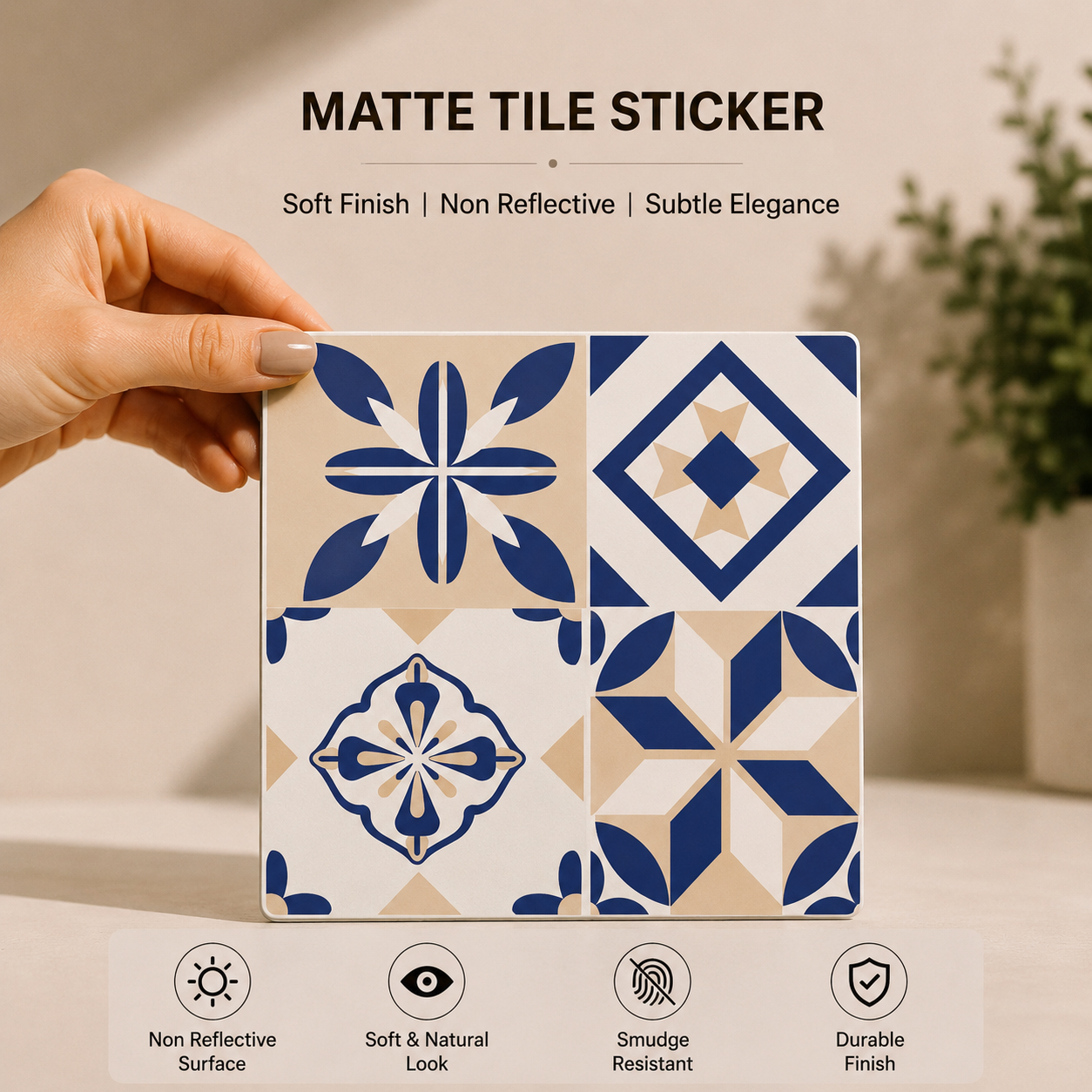 Cobalt Botanical Tile Sticker