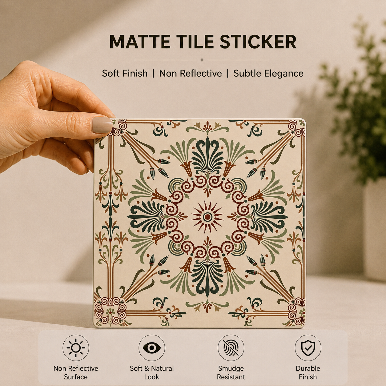 Earthy Folk Pattern Tile Sticker