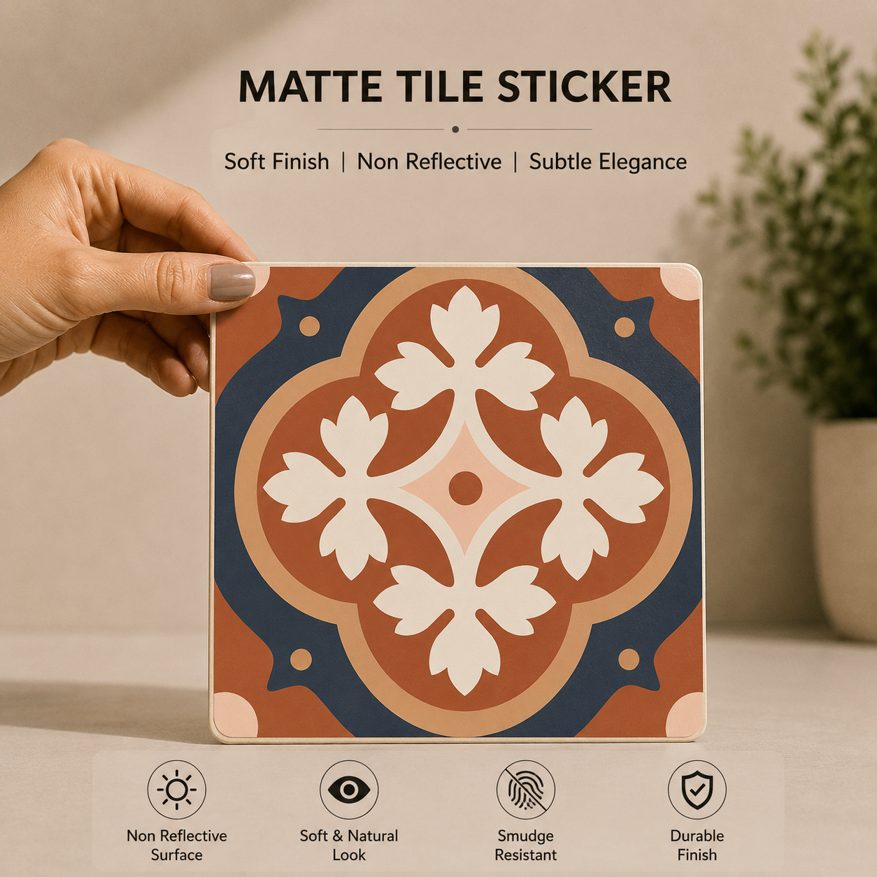 Terracotta Quatrefoil Tile Sticker