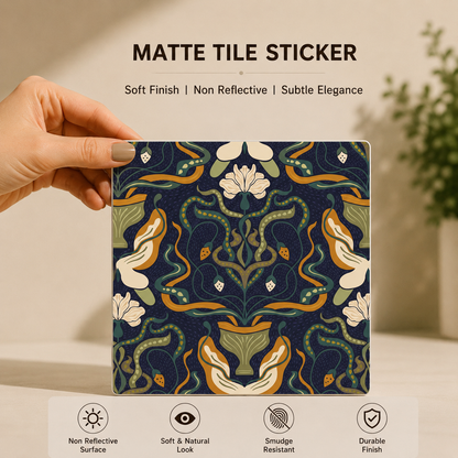 Midnight Botanical Heritage Tile Sticker