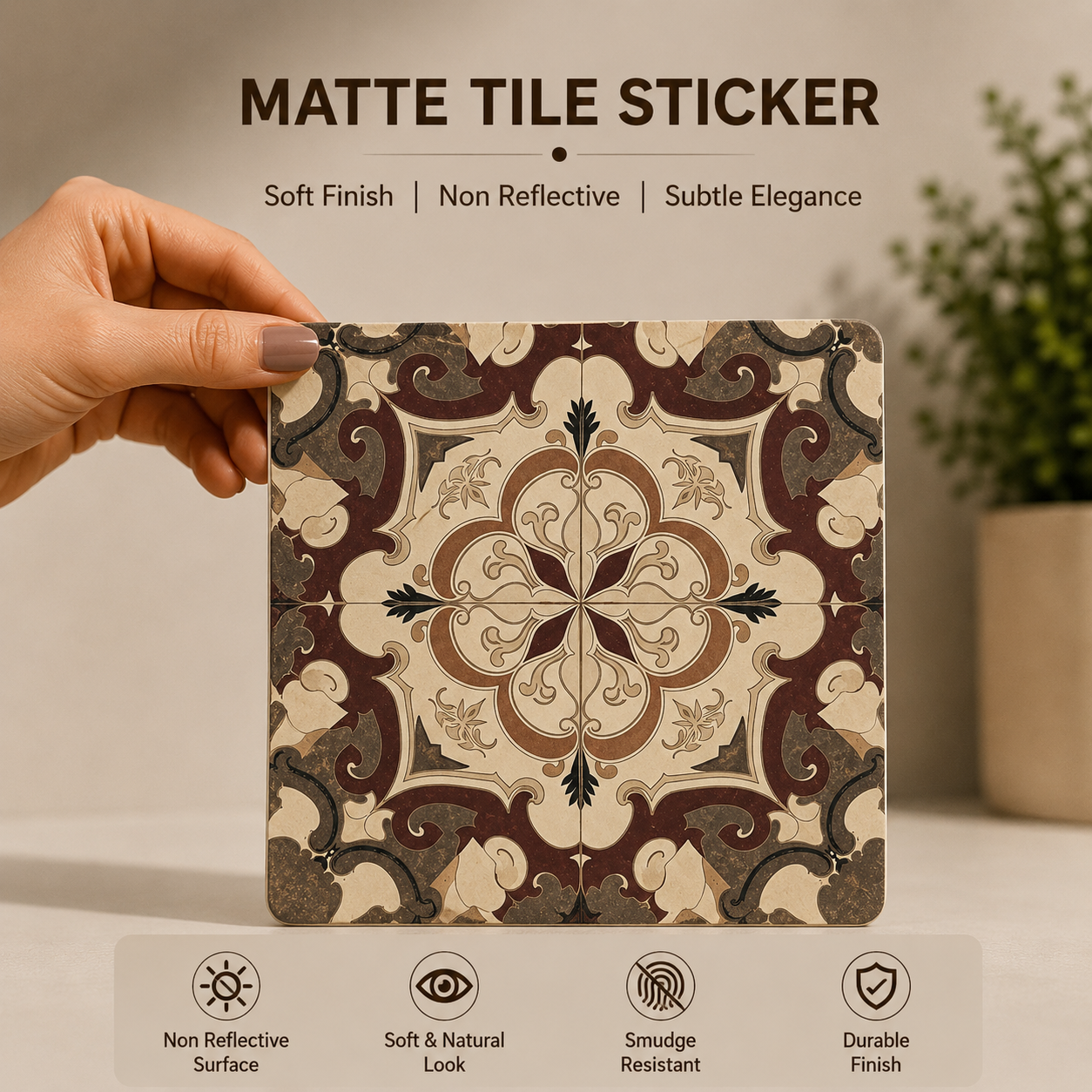 Vintage Mediterranean Floral Tile Sticker