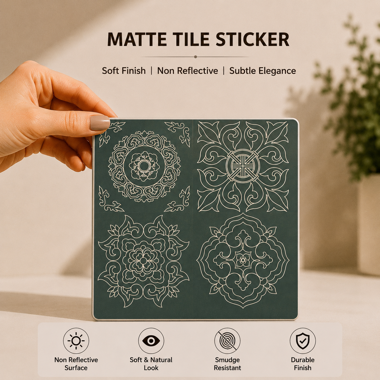 Vintage Sage Arabesque Tile Sticker