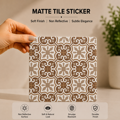 Warm Taupe Arabesque Tile Sticker