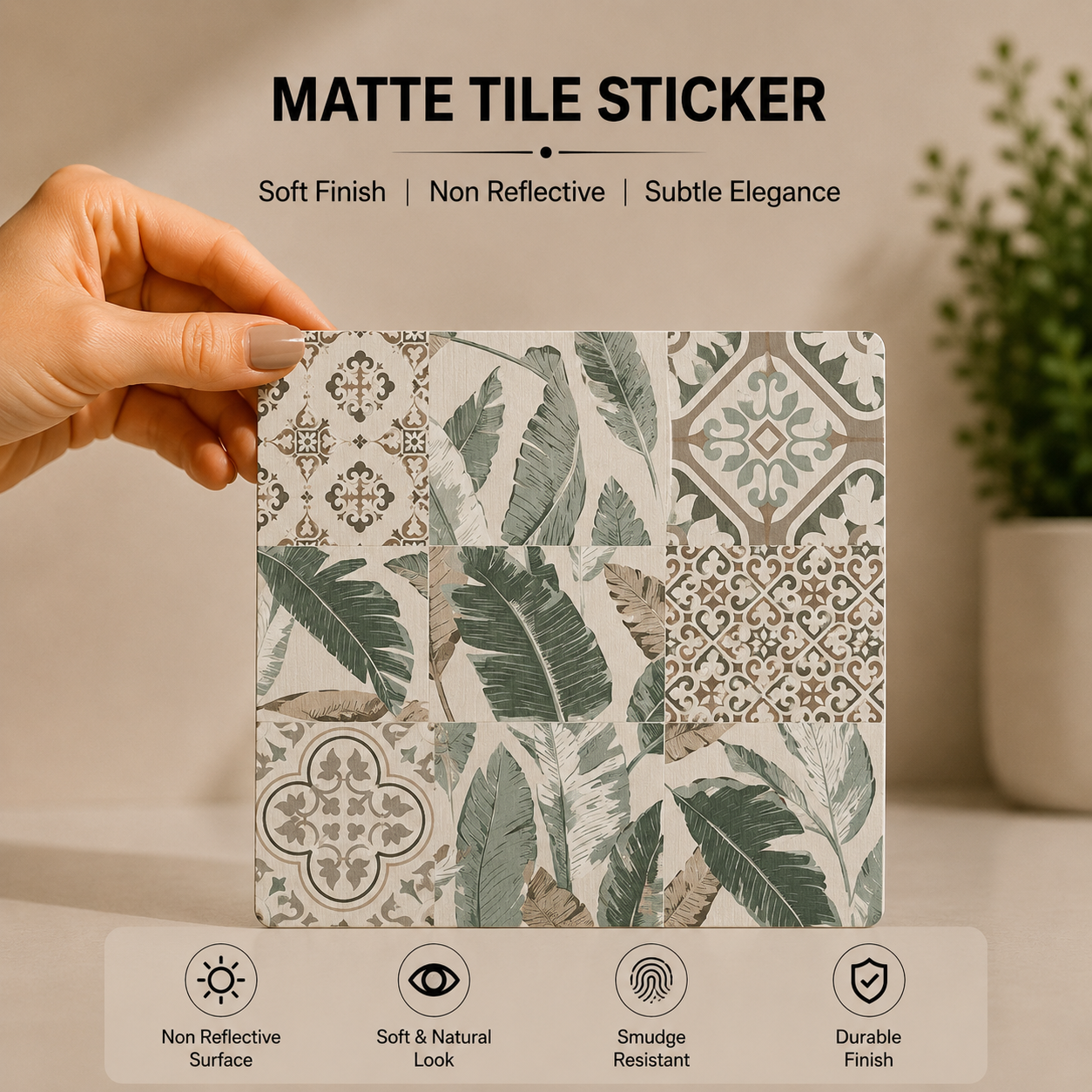 Coastal Botanical Patchwork Tile Sticker
