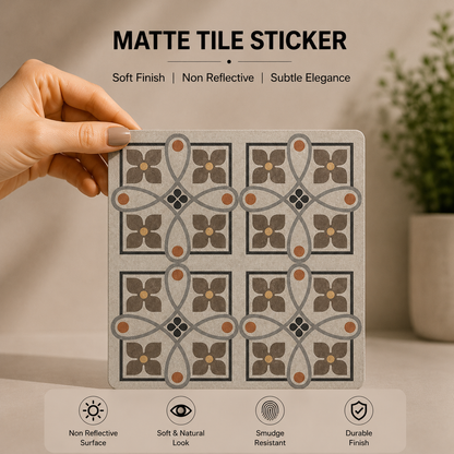 Vintage Taupe Floral Medallion Tile Sticker