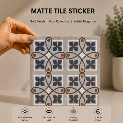 Navy Botanical Mosaic Tile Sticker