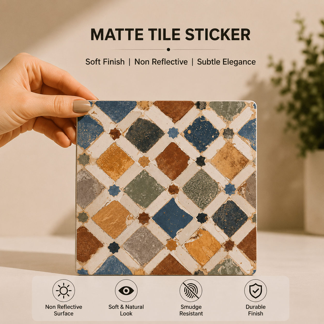 Rustic Geometric Mosaic Tile Sticker