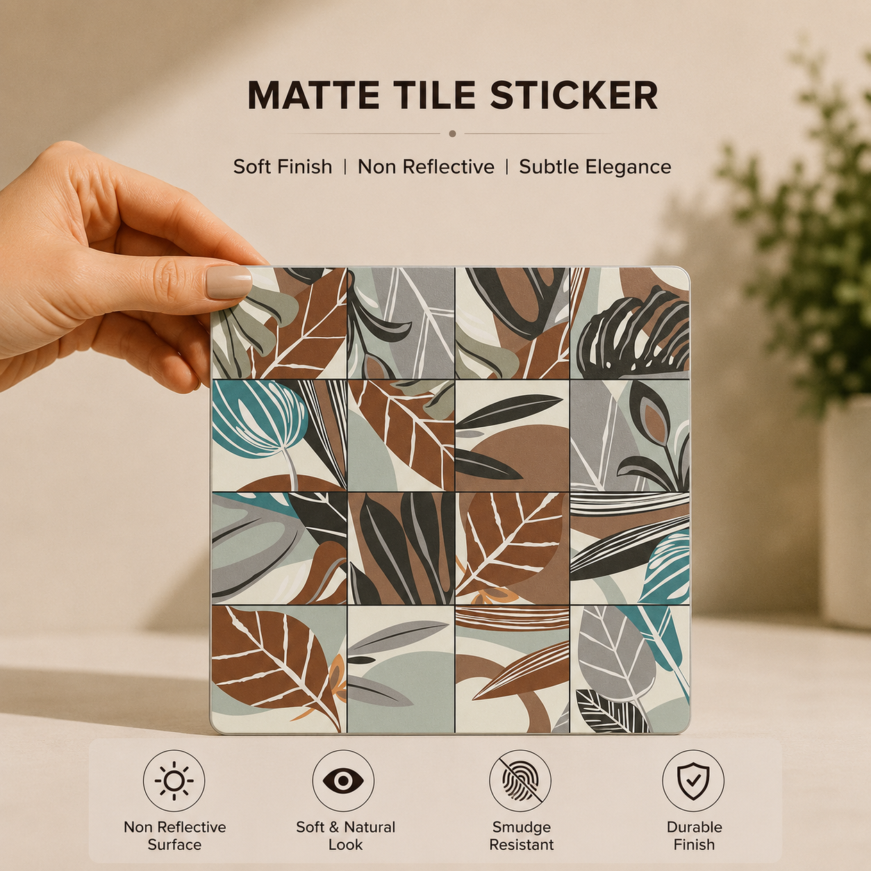 Contemporary Botanical Mosaic Tile Sticker