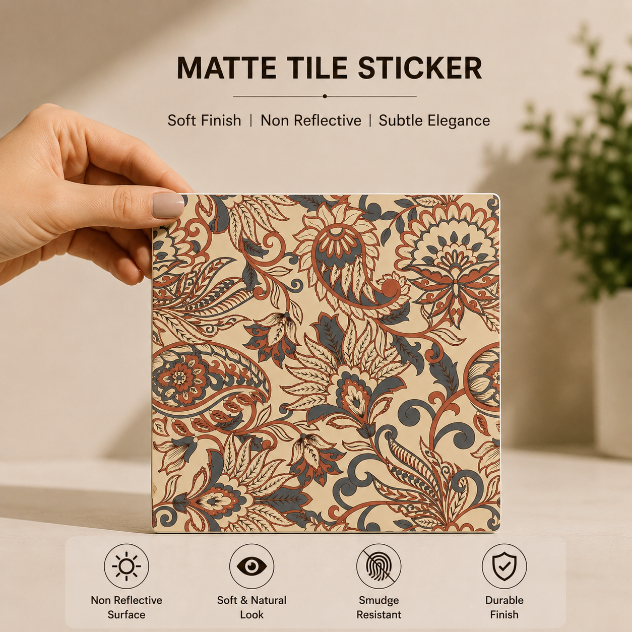 Mediterranean Floral Tile Sticker