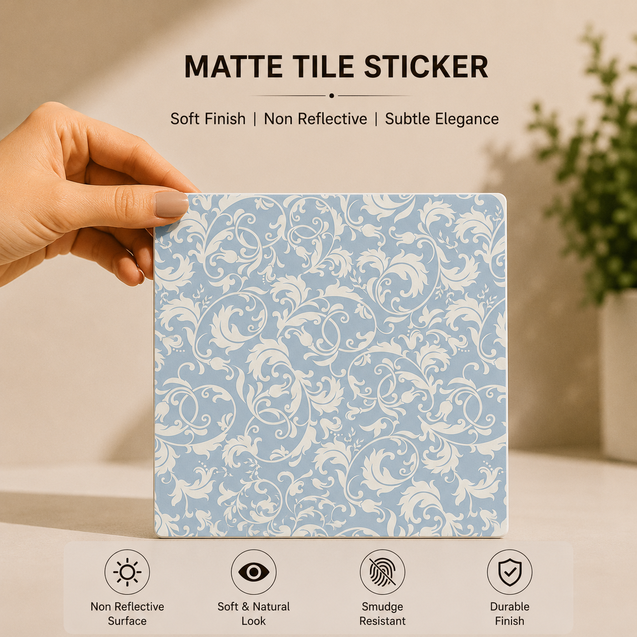 Vintage Blue Damask Tile Sticker