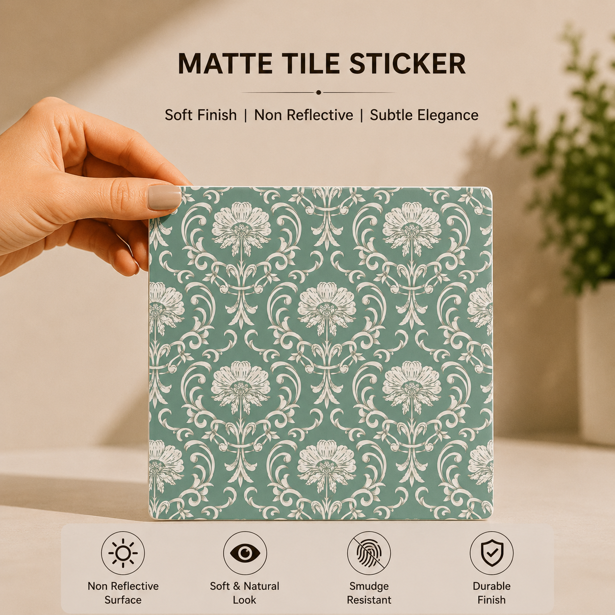 French Botanical Damask Tile Sticker