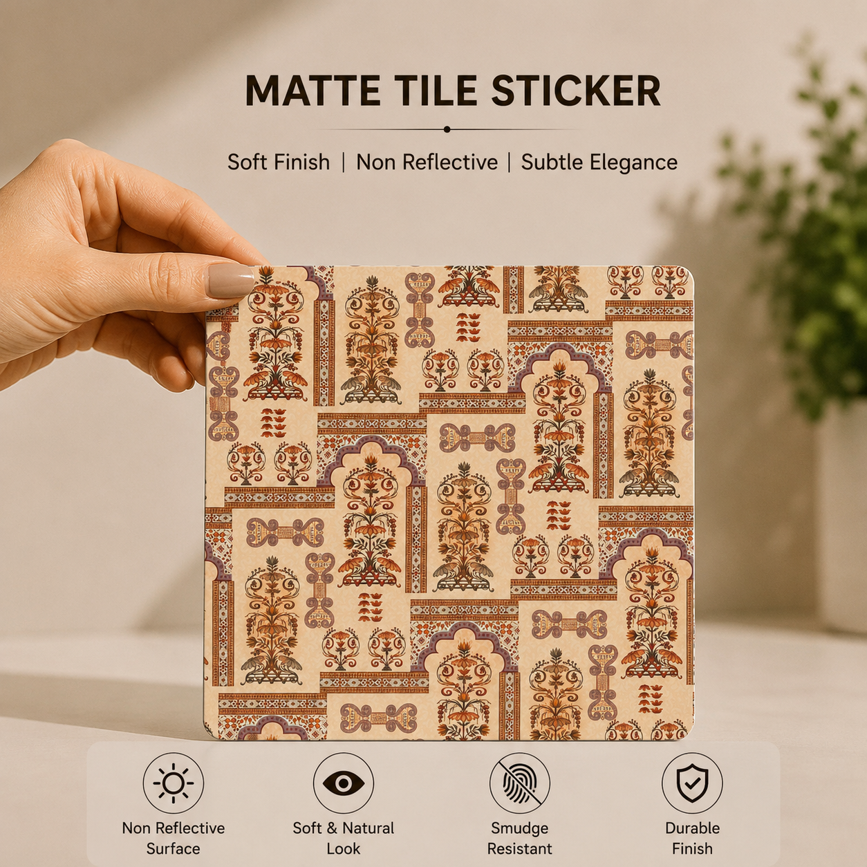Traditional Mughal Floral Tile Sticker