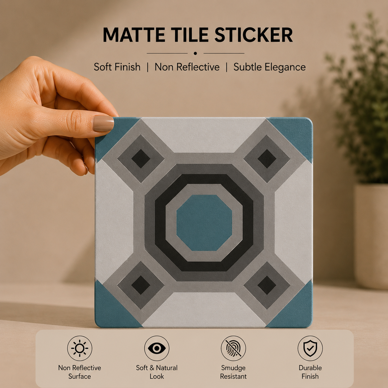 Minimal Octagon Pattern Tile Sticker