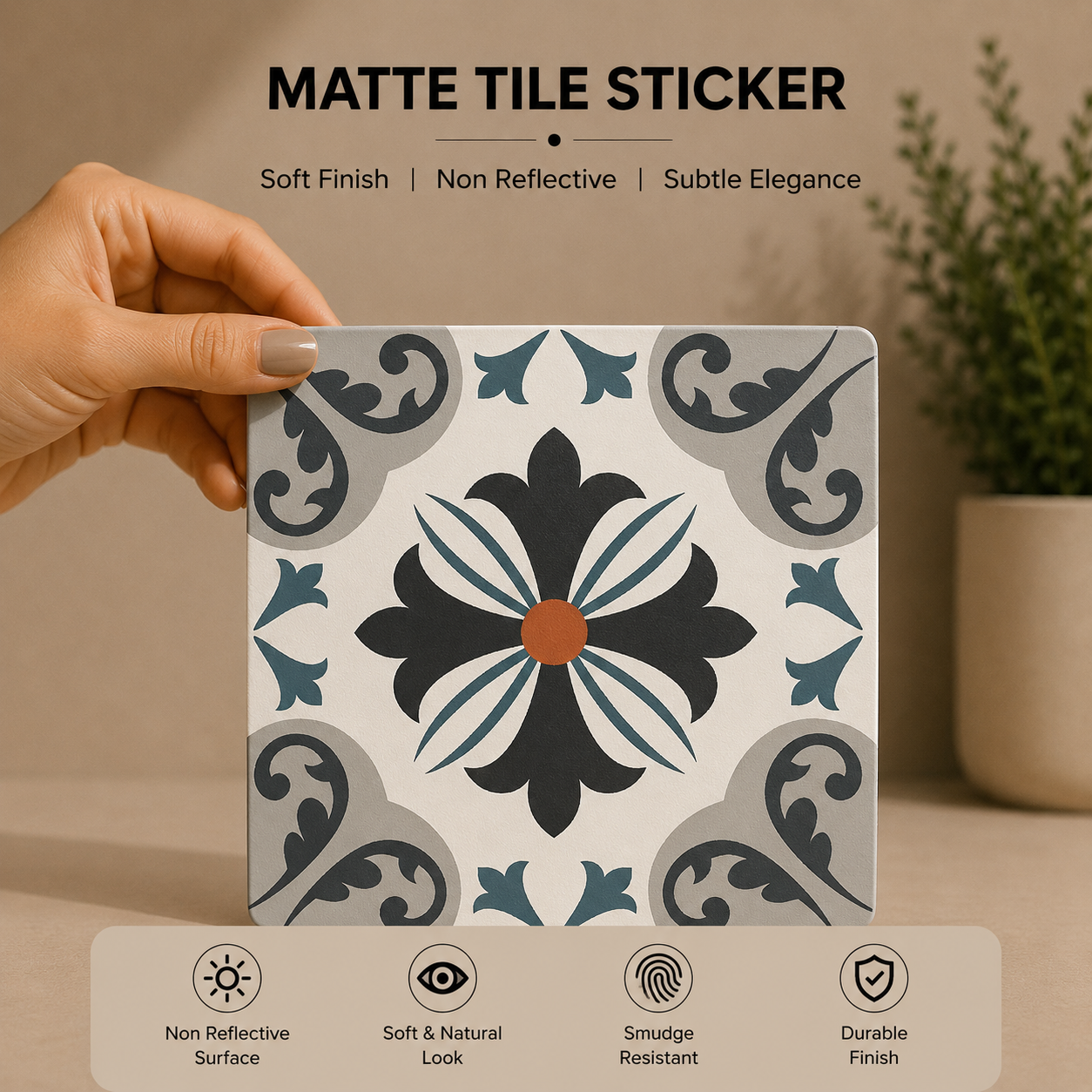 Ornamental Floral Medallion Tile Sticker