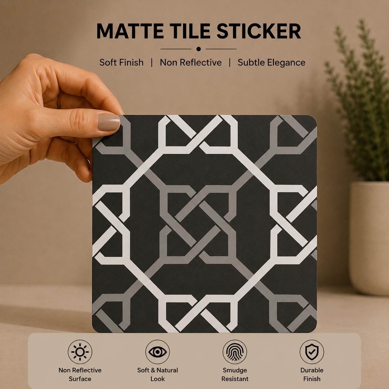 Graphite Geometric Mosaic Tile Sticker