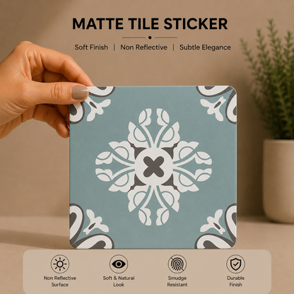 Powder Blue Floral Tile Sticker