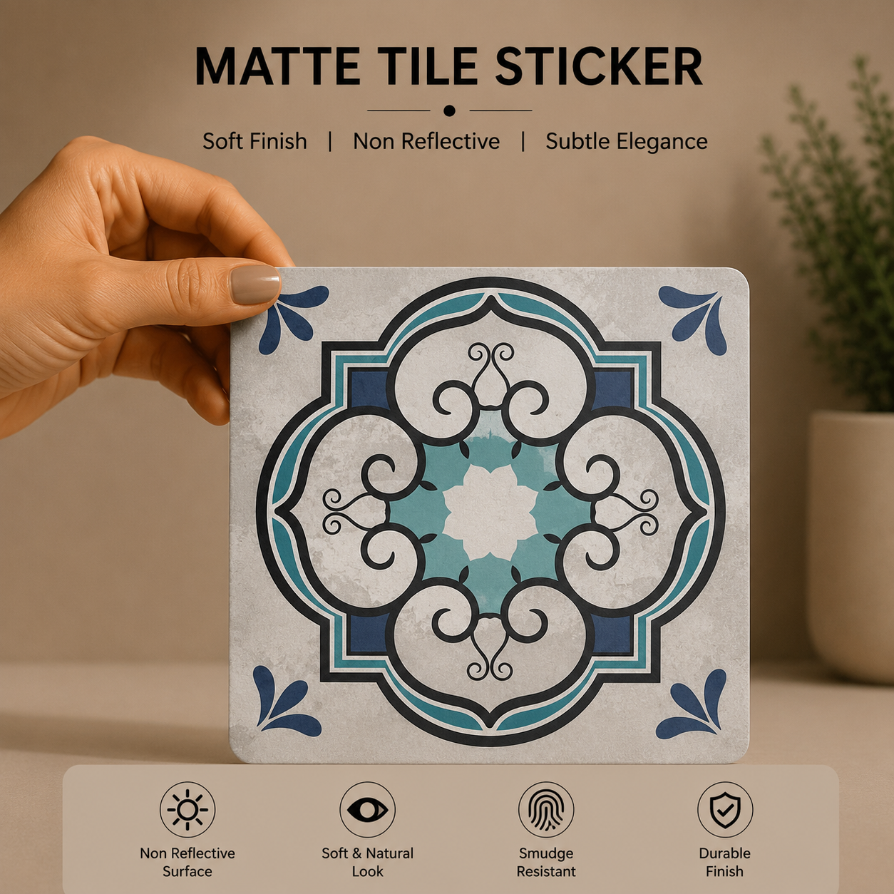 Blue Heritage Medallion Tile Sticker