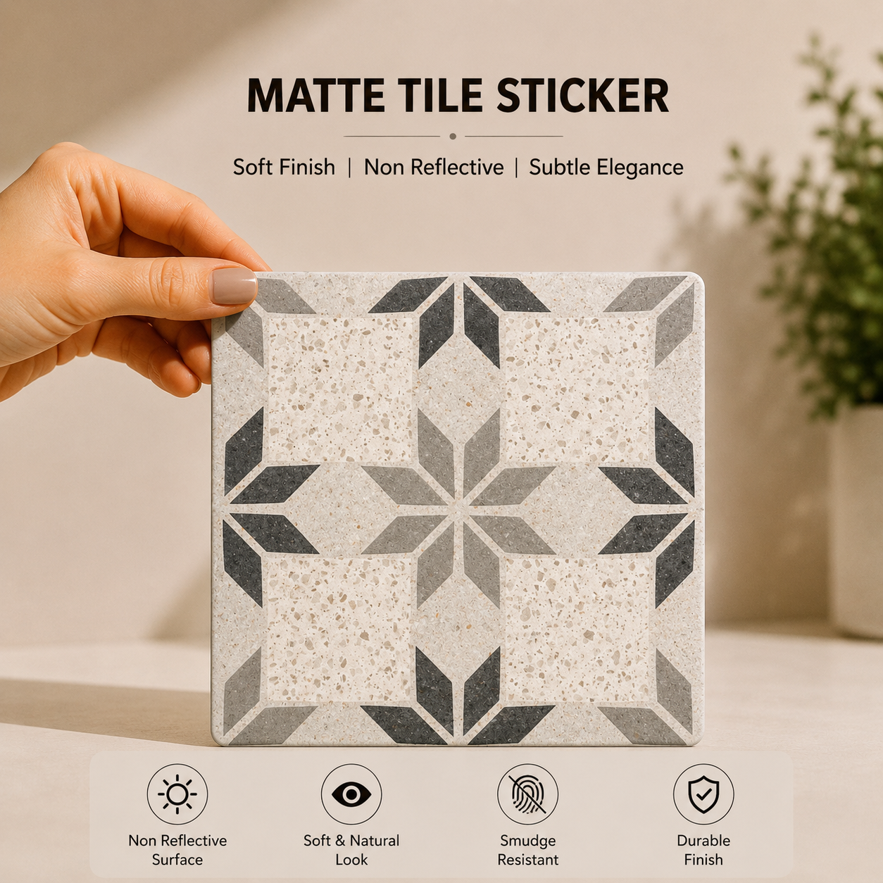 Grey Geometric Terrazzo Tile Sticker