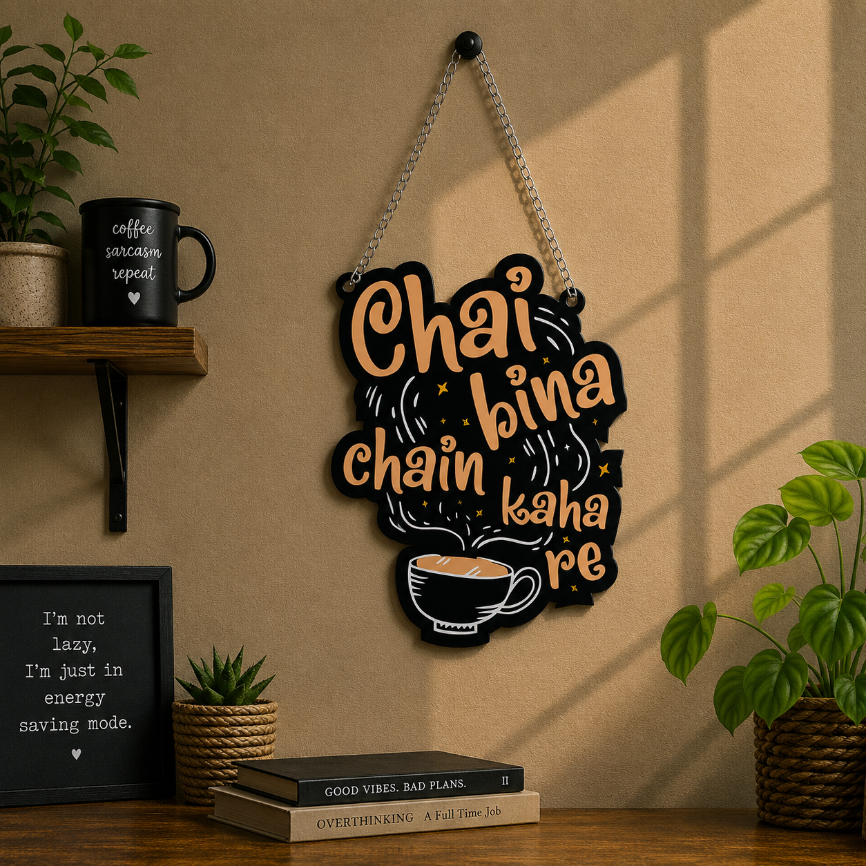 Chai Bina Chain Kaha Re Chai Lover Wall Hanging