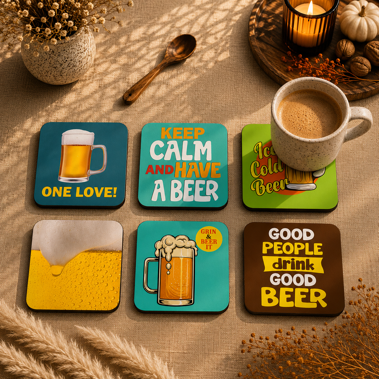 Vintage Beer Quotes Wooden Coaster