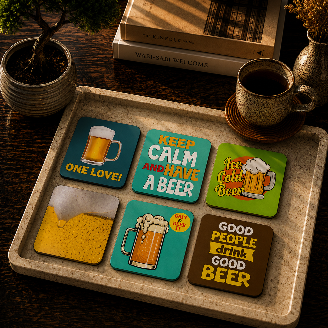 Vintage Beer Quotes Wooden Coaster